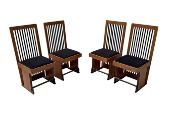 Four Art Deco Modernist High Back Dining Chairs by Architect Caspers, 1920s